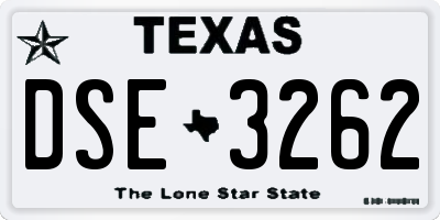 TX license plate DSE3262