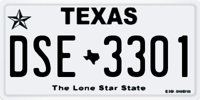TX license plate DSE3301