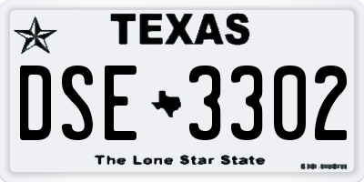 TX license plate DSE3302