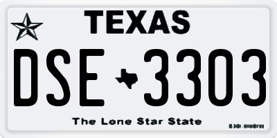 TX license plate DSE3303