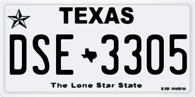 TX license plate DSE3305