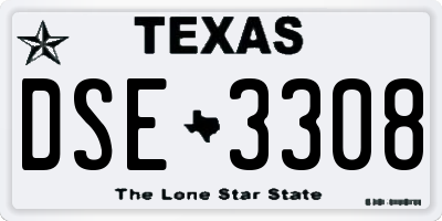 TX license plate DSE3308