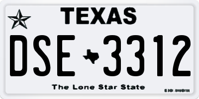 TX license plate DSE3312