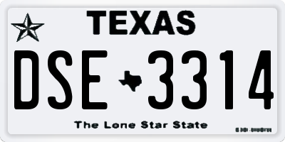 TX license plate DSE3314