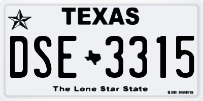 TX license plate DSE3315