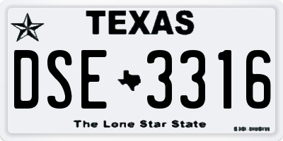 TX license plate DSE3316