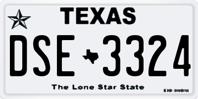 TX license plate DSE3324