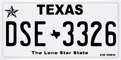 TX license plate DSE3326