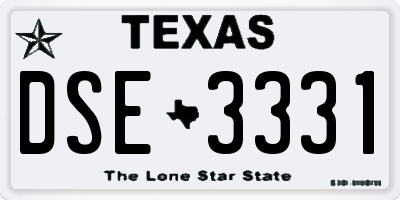 TX license plate DSE3331