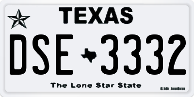 TX license plate DSE3332