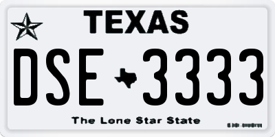 TX license plate DSE3333