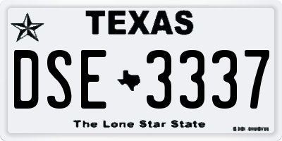 TX license plate DSE3337