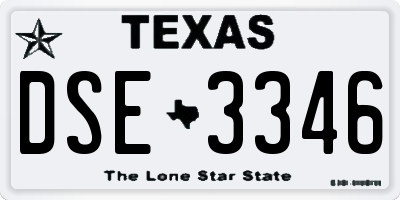 TX license plate DSE3346