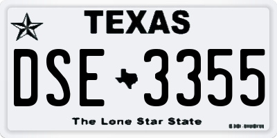 TX license plate DSE3355