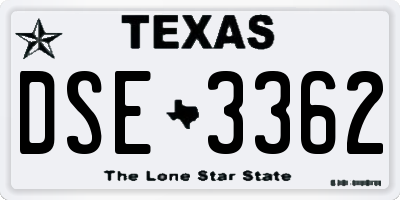 TX license plate DSE3362