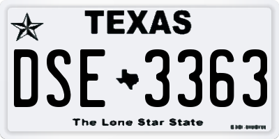 TX license plate DSE3363