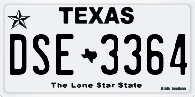 TX license plate DSE3364