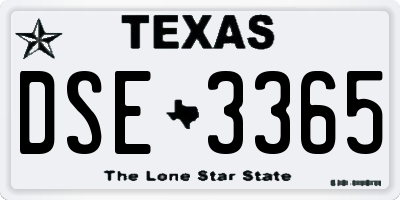 TX license plate DSE3365