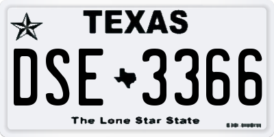 TX license plate DSE3366