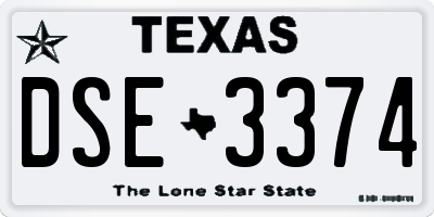 TX license plate DSE3374