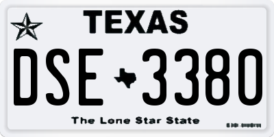 TX license plate DSE3380