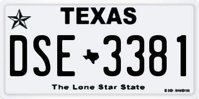 TX license plate DSE3381