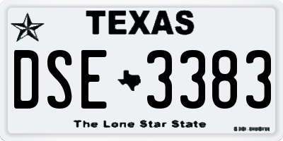 TX license plate DSE3383