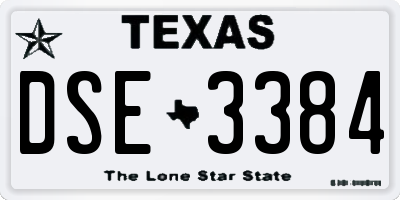 TX license plate DSE3384