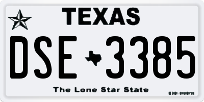 TX license plate DSE3385