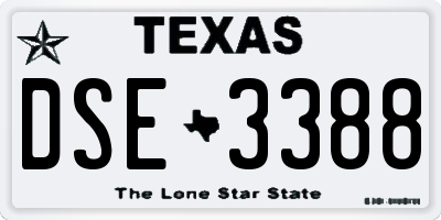 TX license plate DSE3388