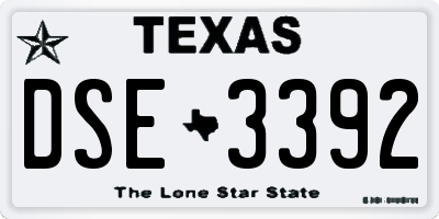 TX license plate DSE3392