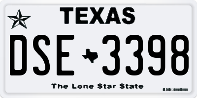 TX license plate DSE3398