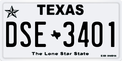 TX license plate DSE3401