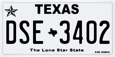 TX license plate DSE3402