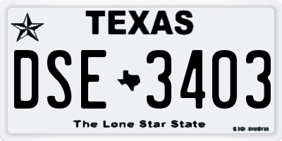 TX license plate DSE3403