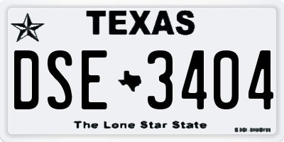 TX license plate DSE3404