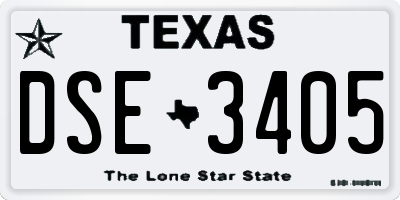 TX license plate DSE3405