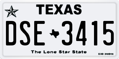 TX license plate DSE3415