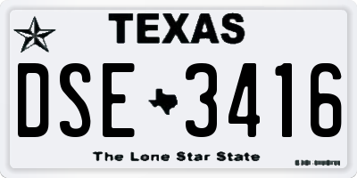 TX license plate DSE3416