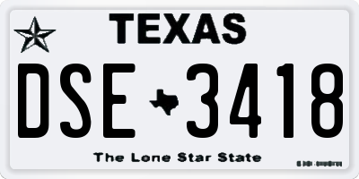 TX license plate DSE3418