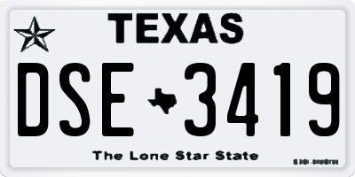 TX license plate DSE3419