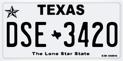 TX license plate DSE3420