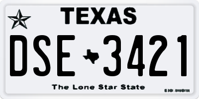 TX license plate DSE3421