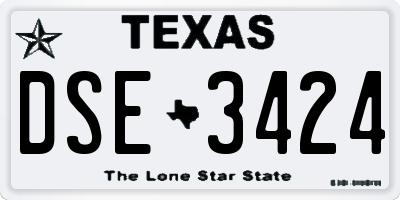 TX license plate DSE3424