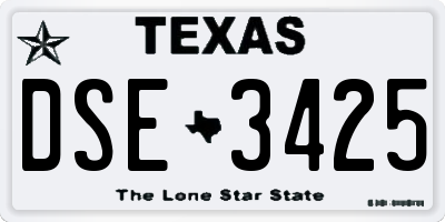 TX license plate DSE3425