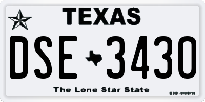 TX license plate DSE3430