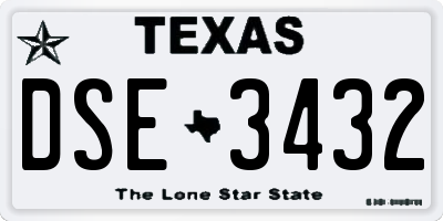 TX license plate DSE3432