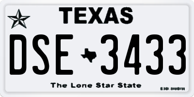 TX license plate DSE3433