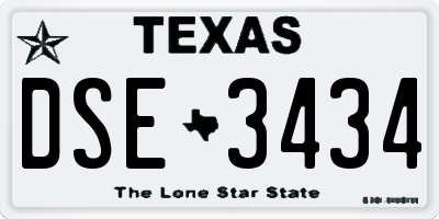 TX license plate DSE3434