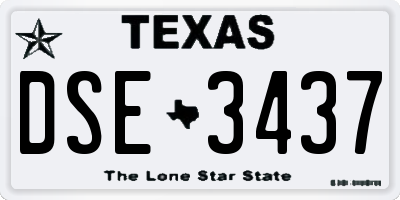 TX license plate DSE3437